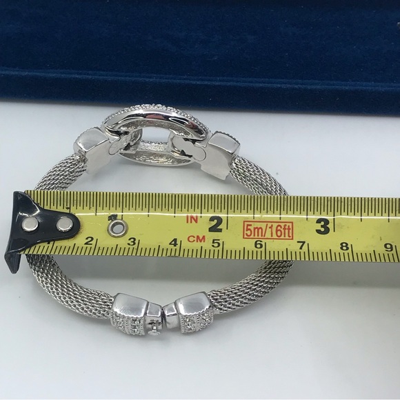 Camrose & Kross Rhodium Plated Mesh Bracelet With Crystals JBK - Picture 7 of 11